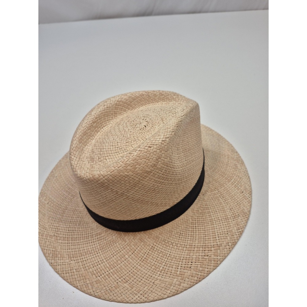 Scala Hat Fedora Mens S Beige Straw Wide Brim Water Resistant Handmade - Picture 3 of 9